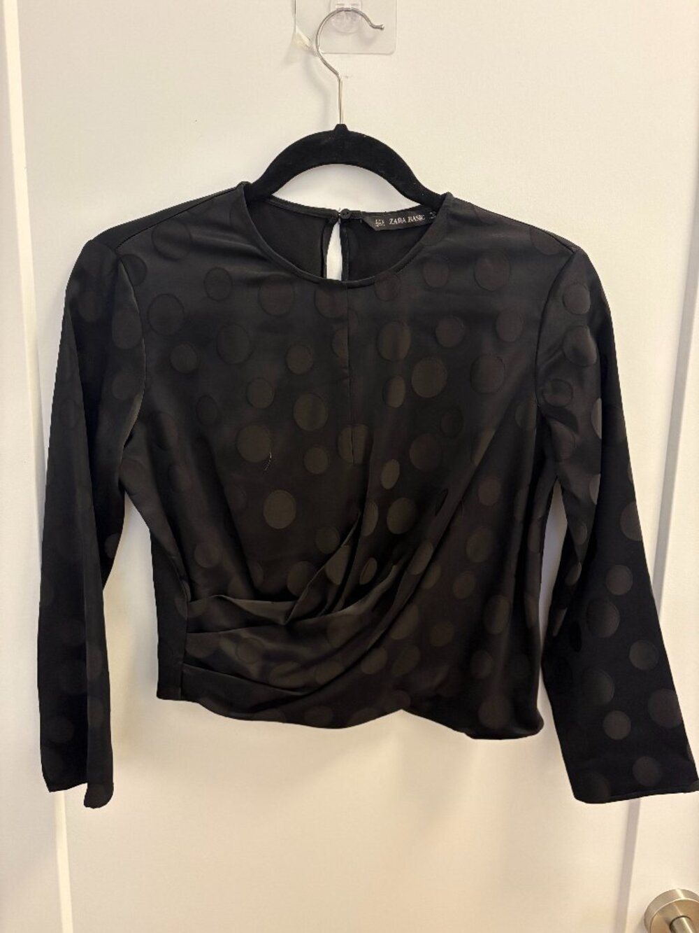 Zara Basic Cropped Polka Dot Blouse – Size S